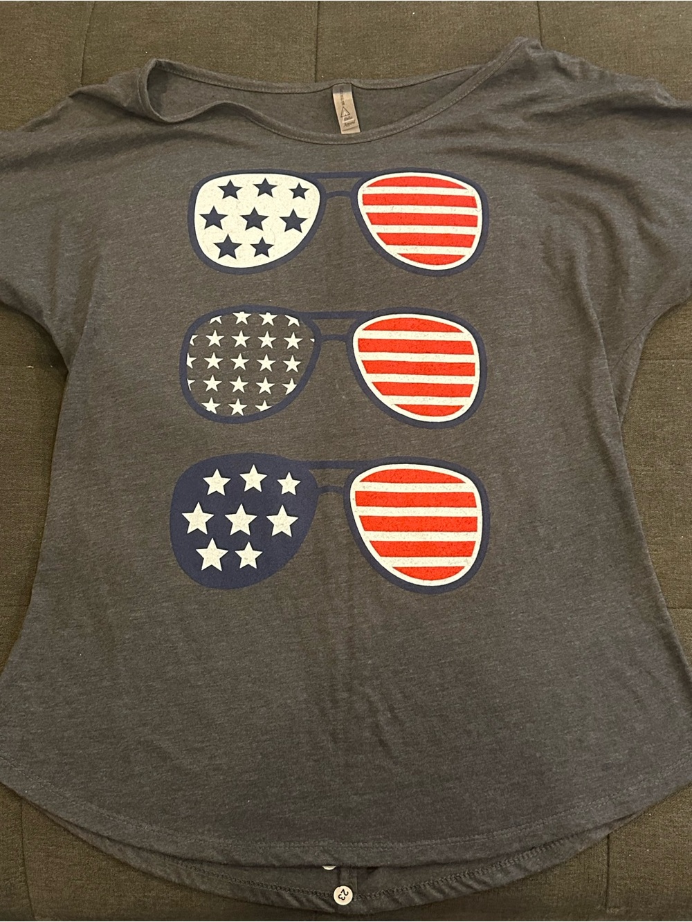 Women's Short Sleeve Graphic Tee - Dark Gray Patriotic Sunglasses